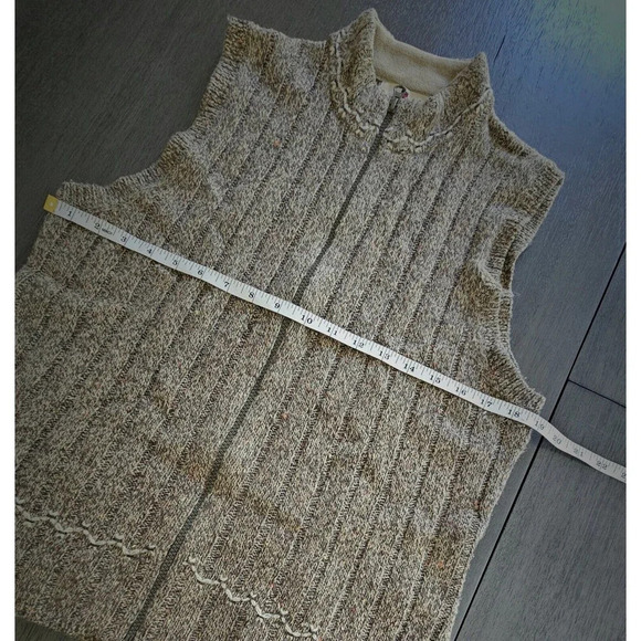 WOOLRICH Womans Hickory Heather Wool Blend Zip Up Vest Medium Brown Academia - Picture 3 of 8